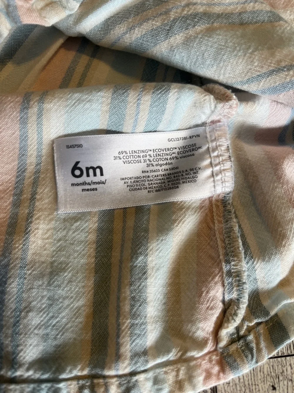 Carter's Pastel Stripe Dress with Matching Bloomer Size 6 Months